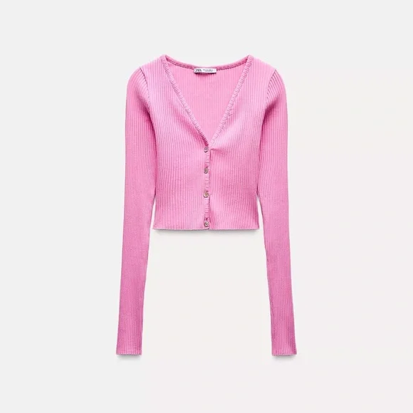 ZARA RIBBED CARDIGAN - Picture 1 of 4